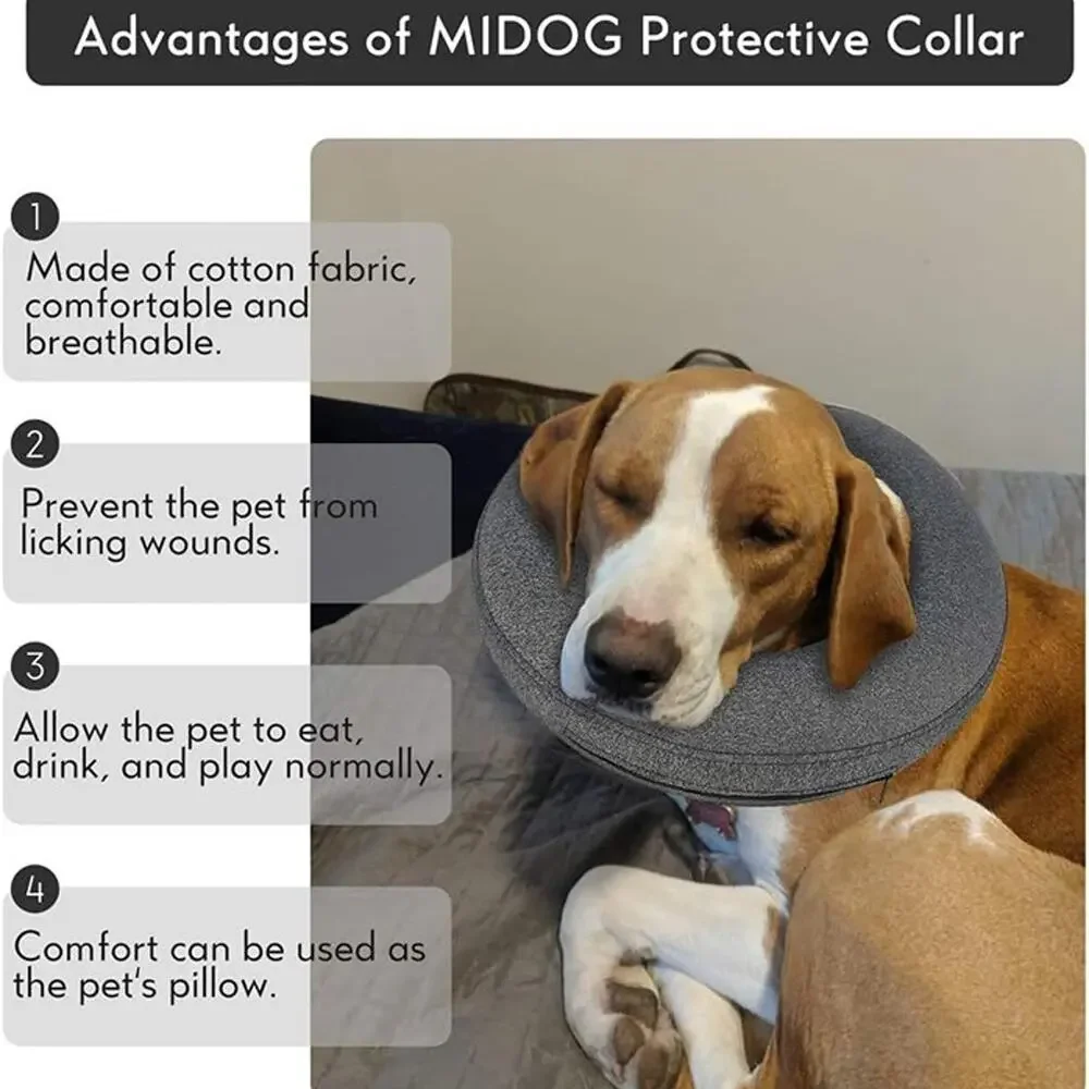 MIDOG Dog Cone, Inflatable Dog Neck Donut Collar XL